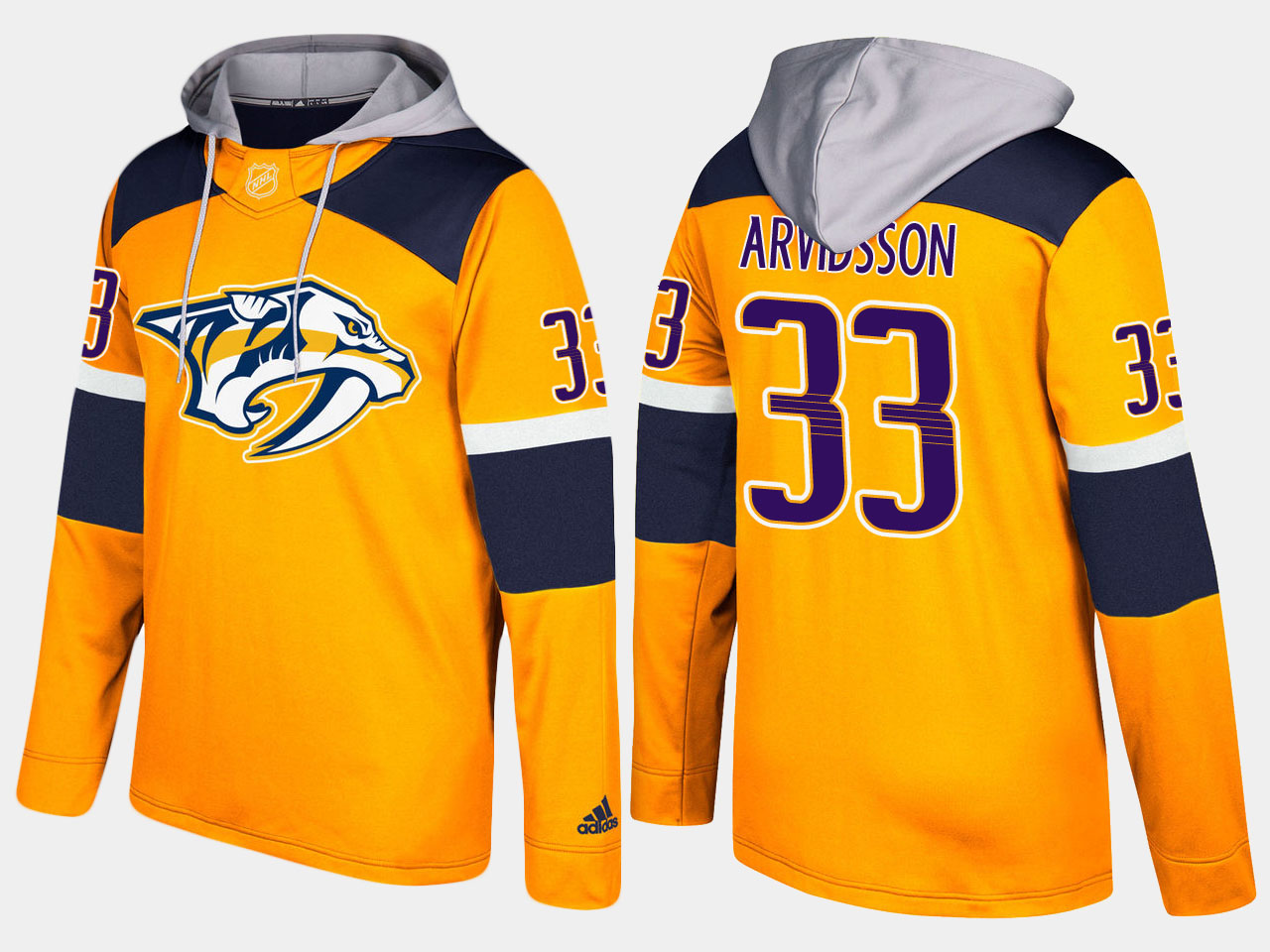 Men NHL Nashville predators #33 viktor arvidsson yellow hoodie->nashville predators->NHL Jersey